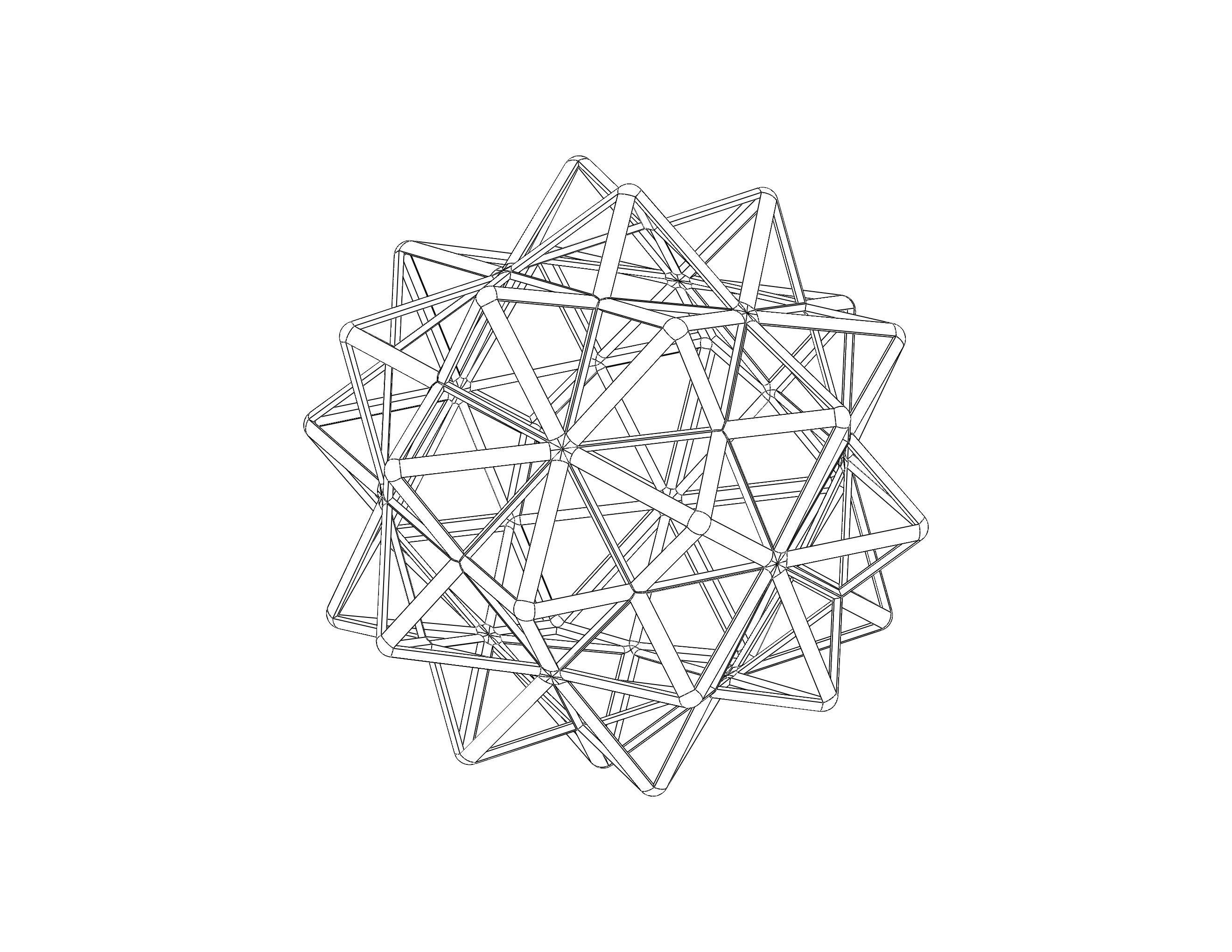 Wireframe Shape Compound of Five Octahedra 3D print model_34