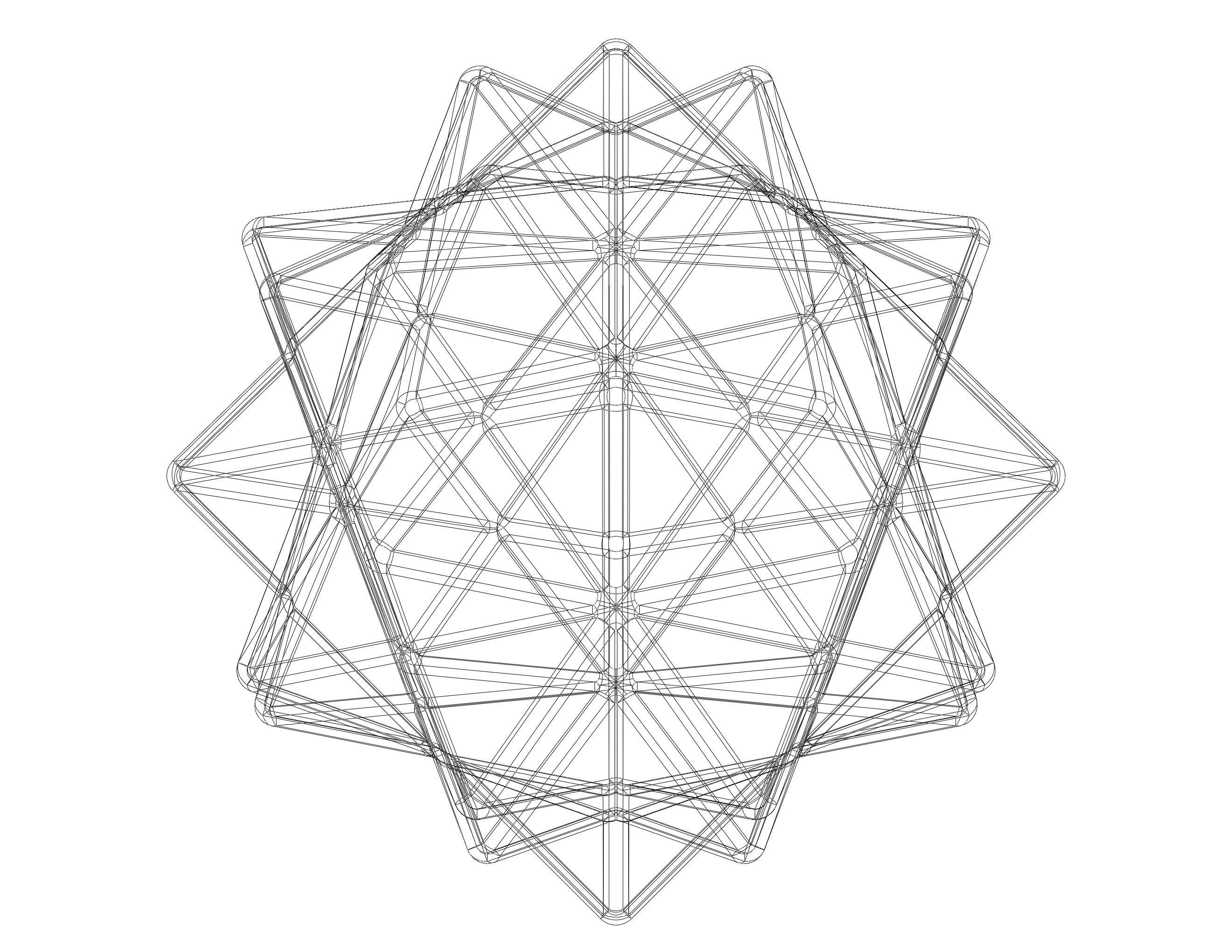 Wireframe Shape Compound of Five Octahedra 3D print model_16