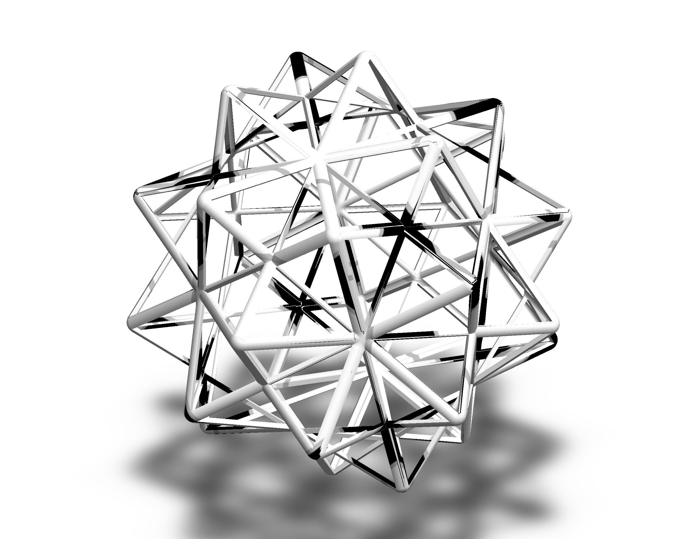 Wireframe Shape Compound of Five Octahedra 3D print model_13