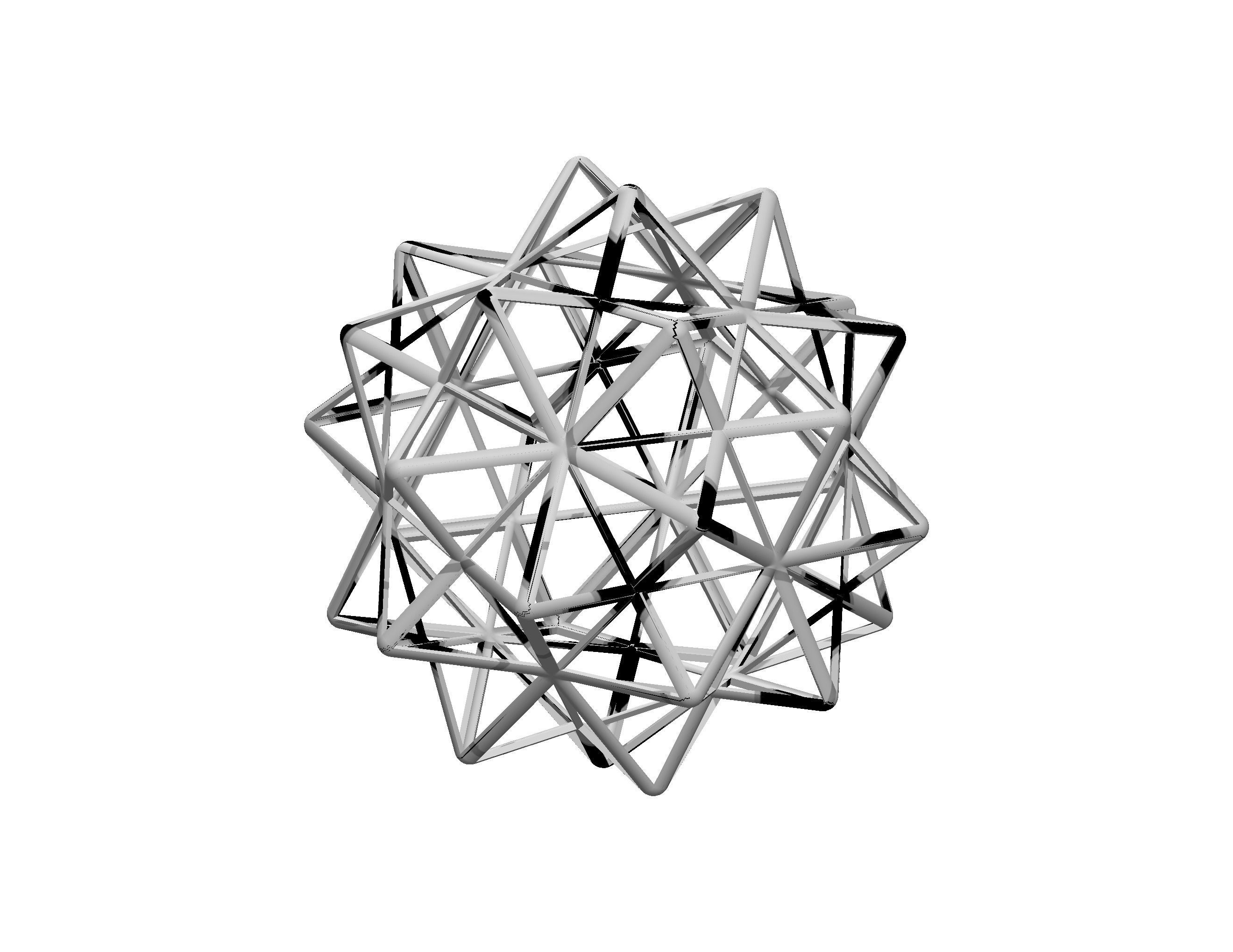 Wireframe Shape Compound of Five Octahedra 3D print model_37