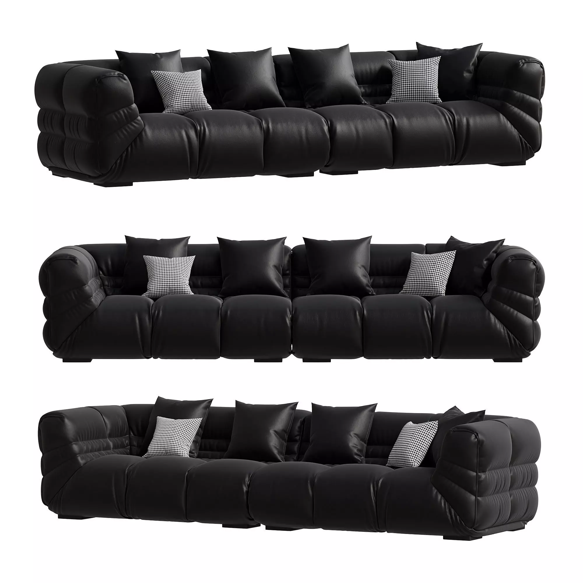 Modern Genuine Leather Sofa 3D model