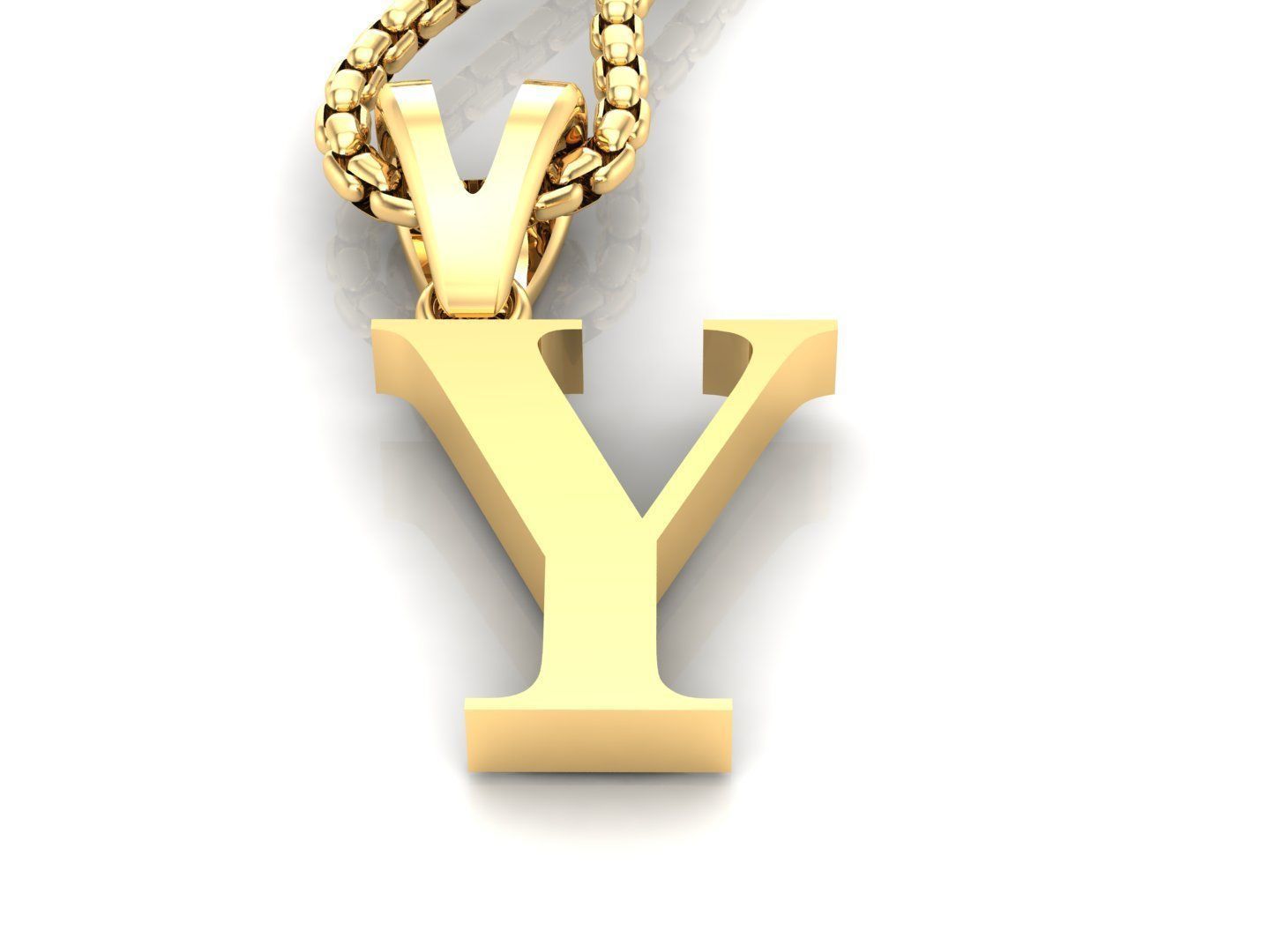 Y Letter Initial Charm Gold Alphabet Charms 3D model_2