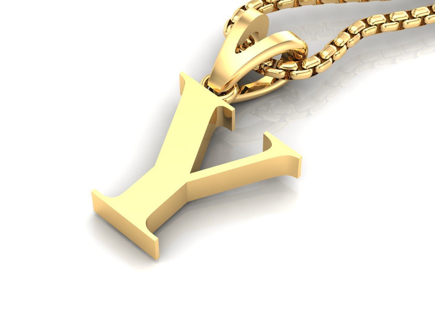Y Letter Initial Charm Gold Alphabet Charms 3D model_3