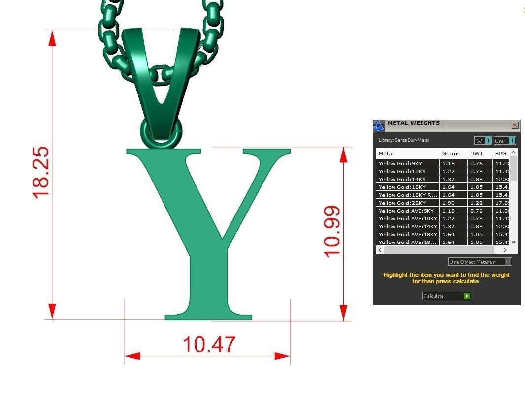 Y Letter Initial Charm Gold Alphabet Charms 3D model_1