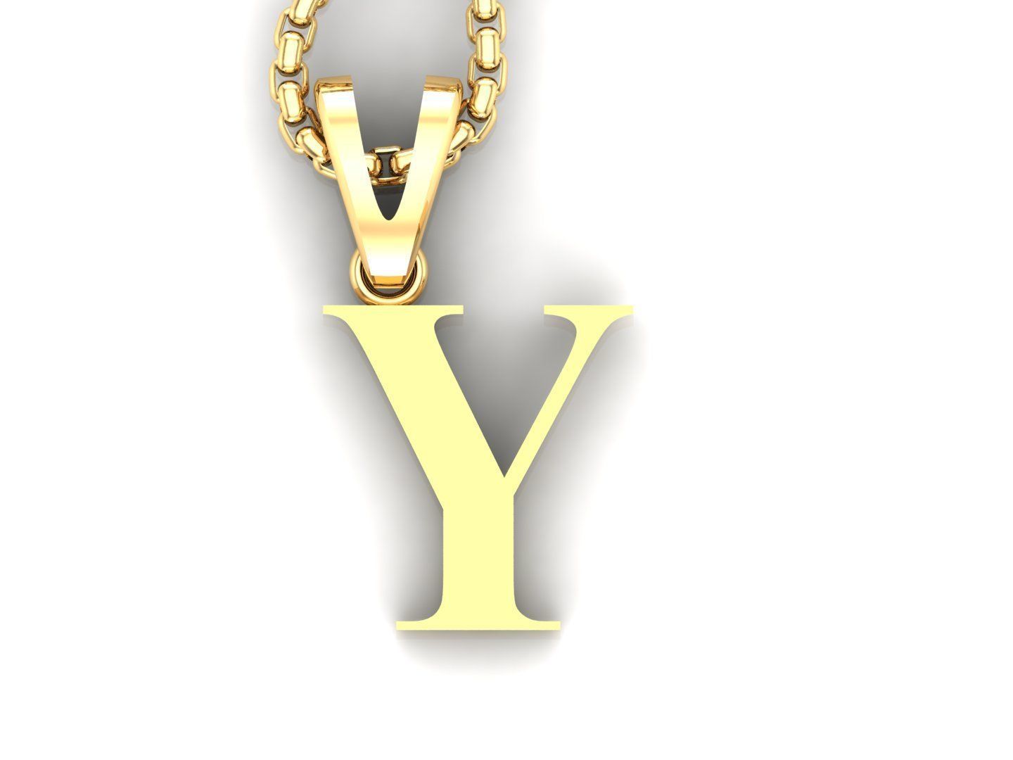 Y Letter Initial Charm Gold Alphabet Charms 3D model_4