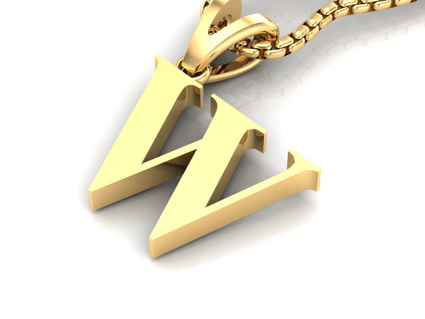 W Letter Initial Charm Gold  Alphabet Charms 3D model_3