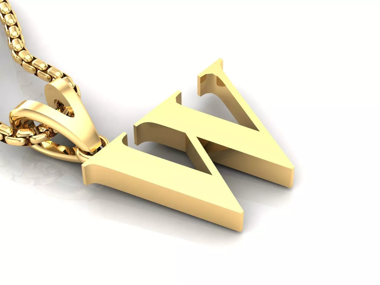 W Letter Initial Charm Gold  Alphabet Charms 3D model_0
