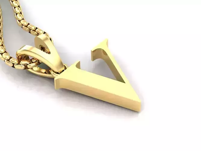 V Letter Initial Charm Gold  Alphabet Charms 3D model