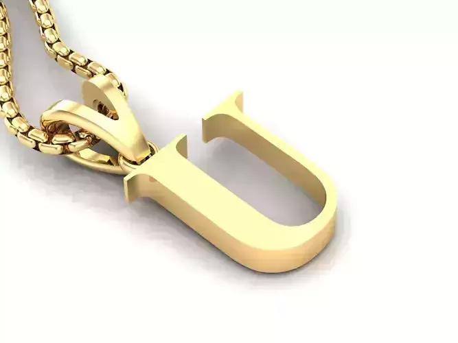 U Letter Initial Charm Gold  Alphabet Charms