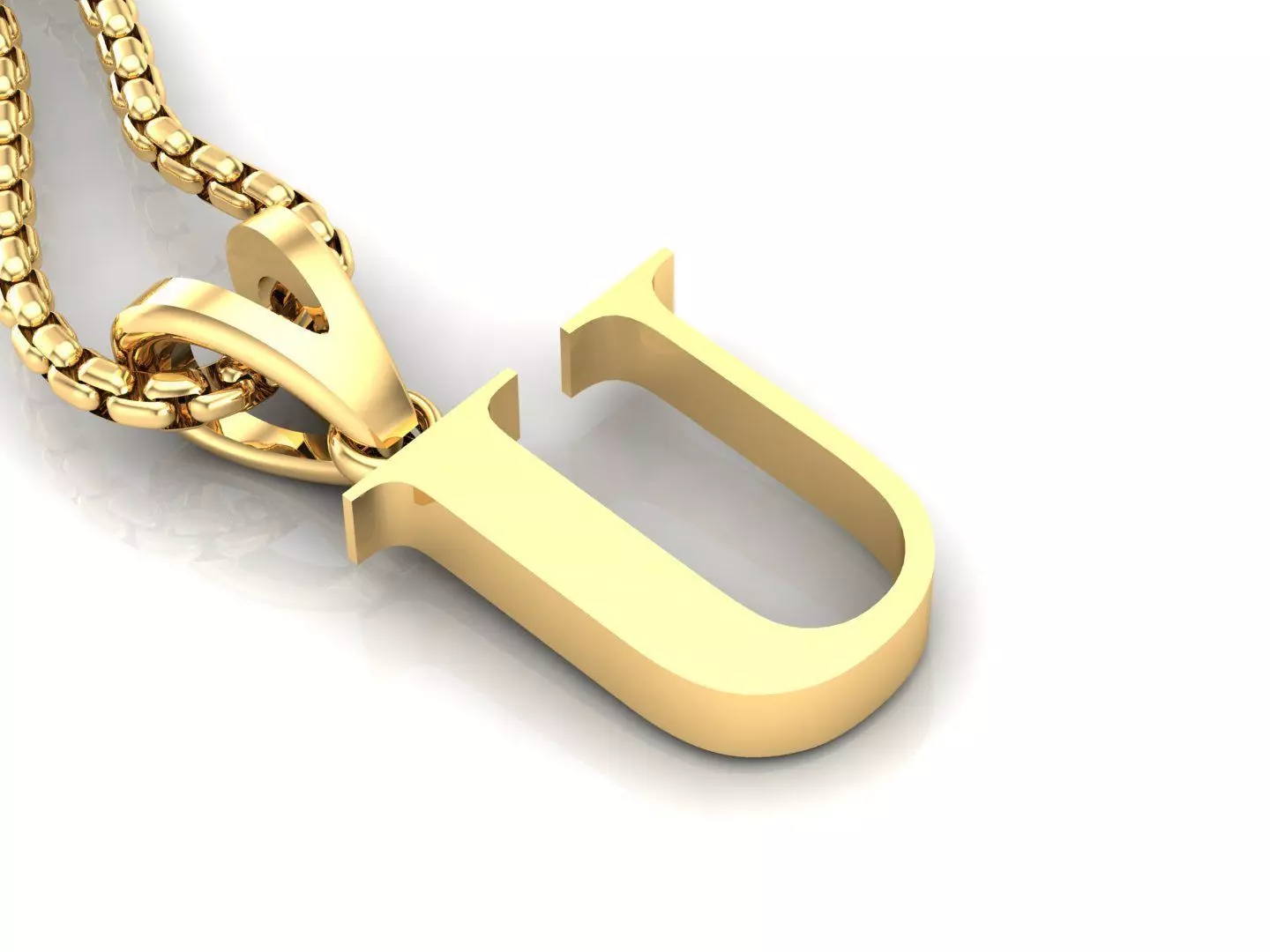 U Letter Initial Charm Gold  Alphabet Charms 3D model_0