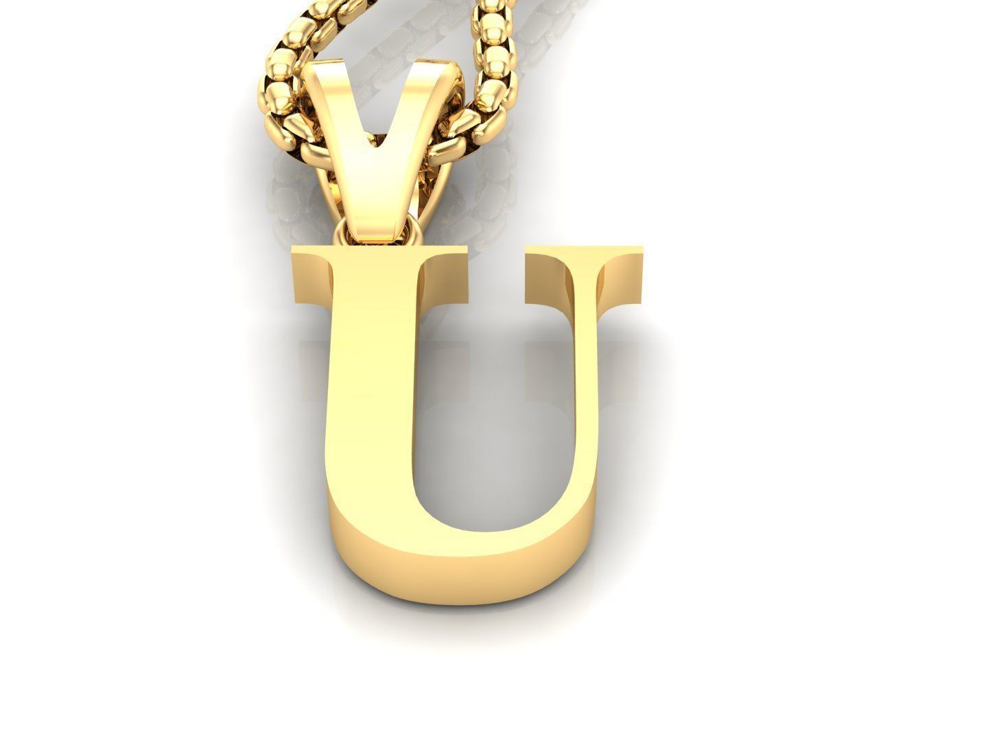 U Letter Initial Charm Gold  Alphabet Charms 3D model_2