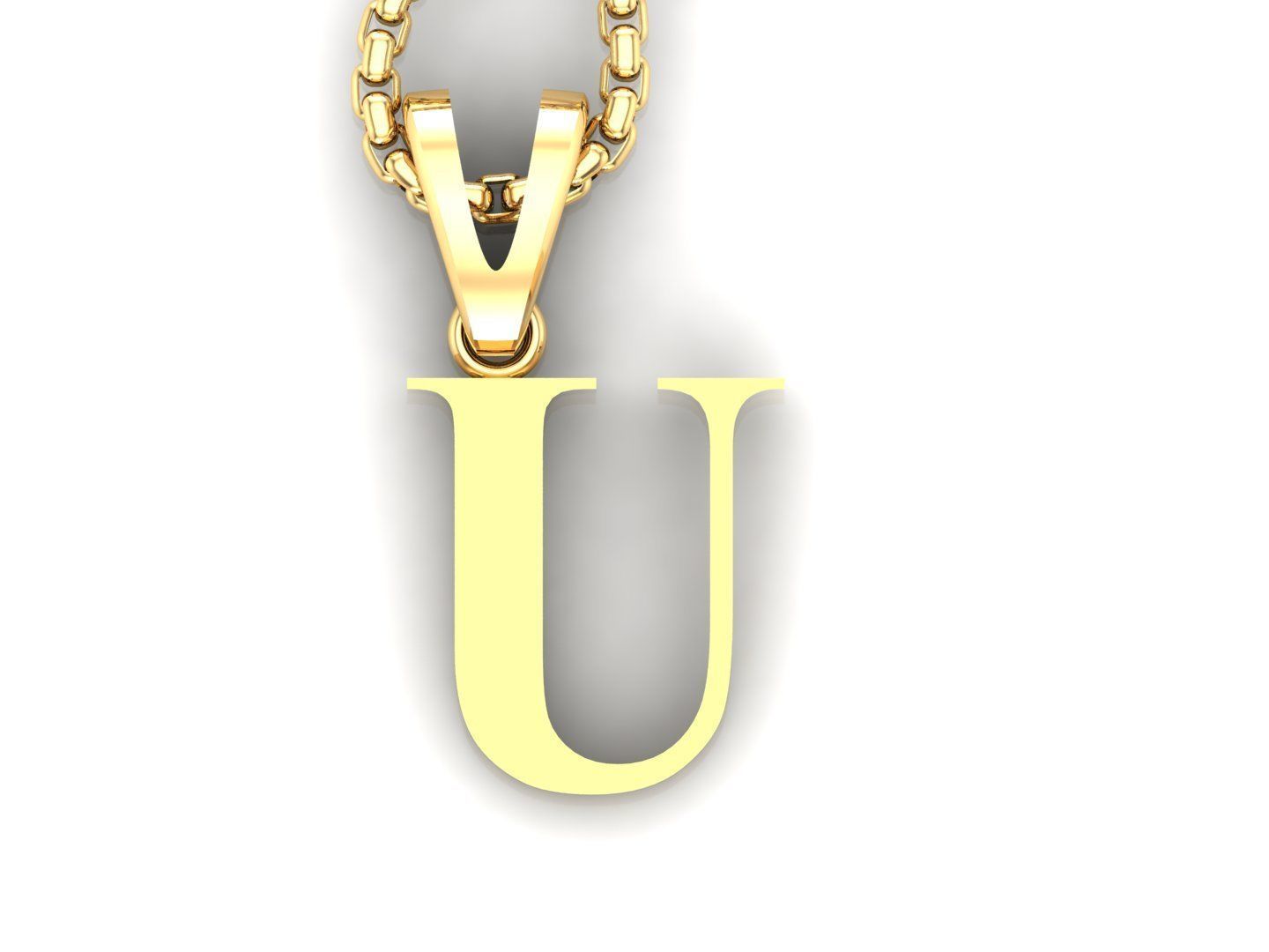U Letter Initial Charm Gold  Alphabet Charms 3D model_4