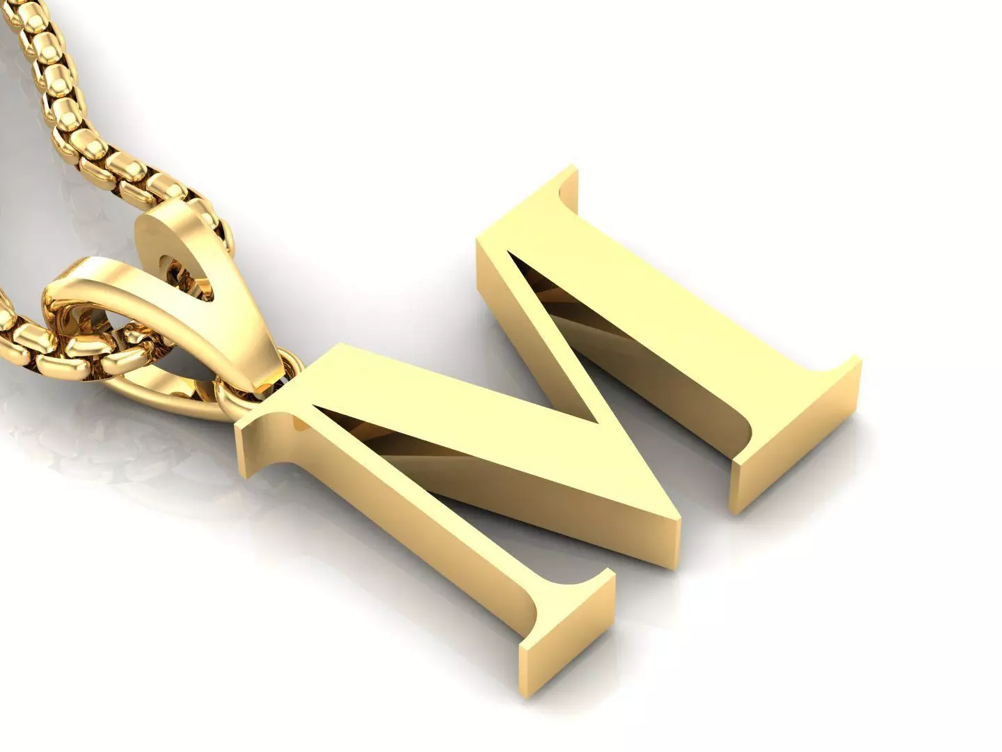 M Letter Initial Charm Gold Alphabet Charms 3D model_0
