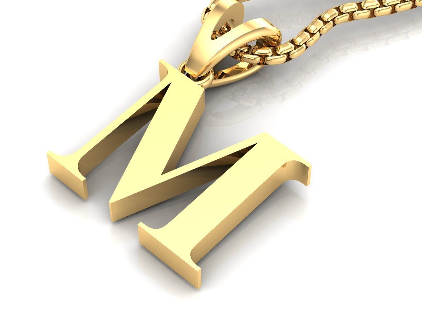 M Letter Initial Charm Gold Alphabet Charms 3D model_3