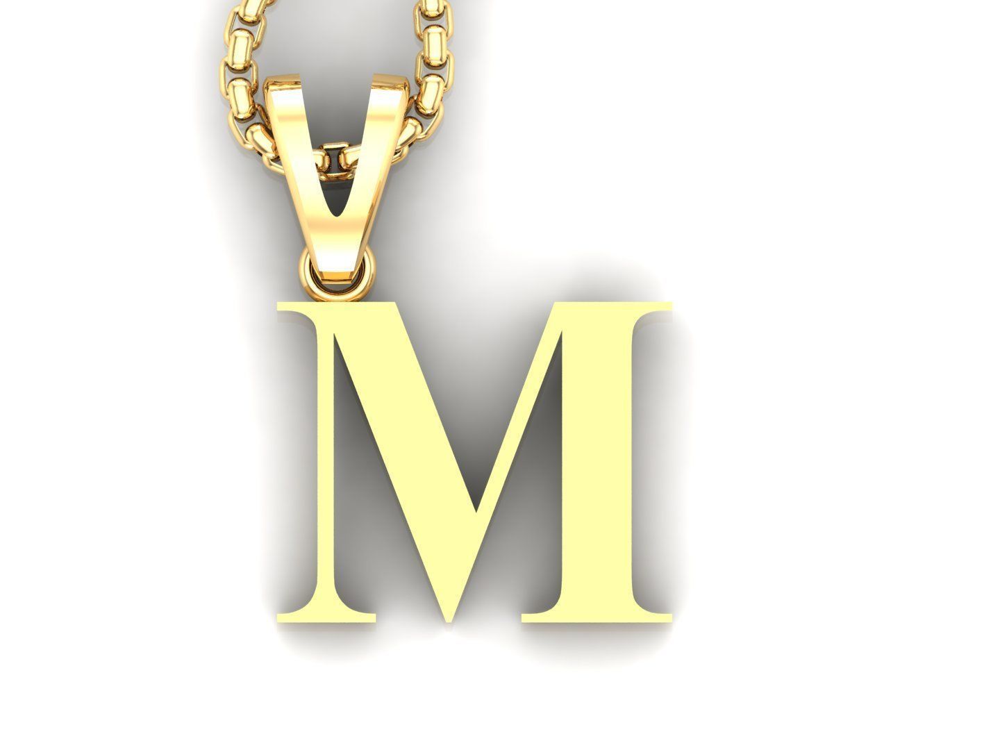 M Letter Initial Charm Gold Alphabet Charms 3D model_4
