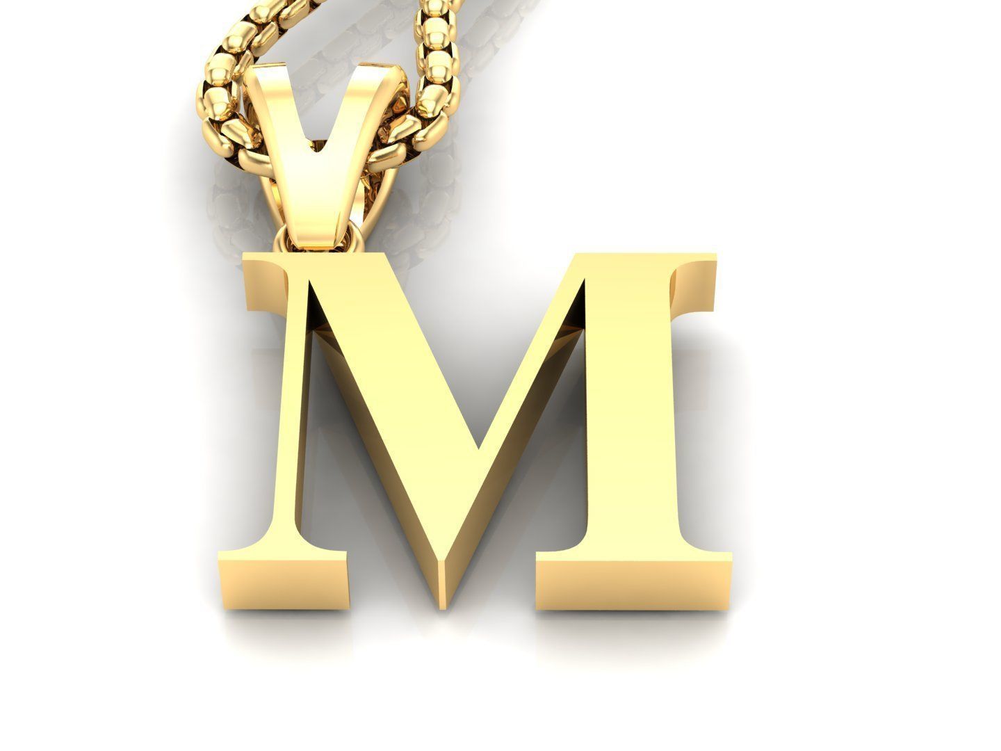 M Letter Initial Charm Gold Alphabet Charms 3D model_2