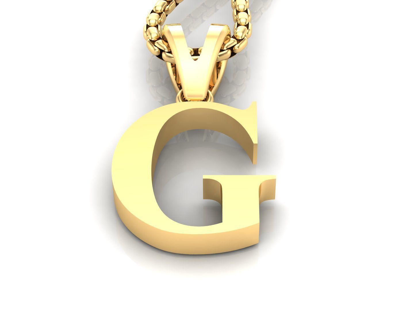 G Letter Initial Charm Gold Alphabet Charms 3D model_2