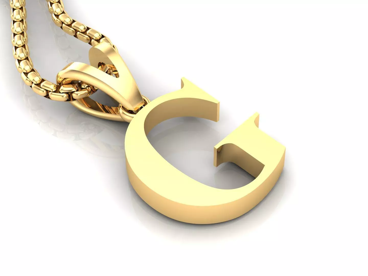 G Letter Initial Charm Gold Alphabet Charms 3D model_0