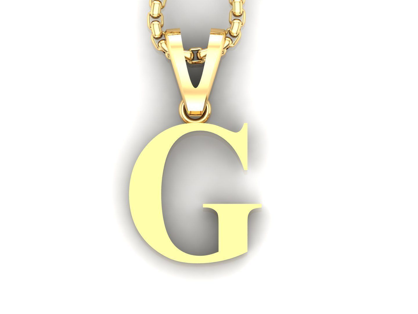G Letter Initial Charm Gold Alphabet Charms 3D model_4