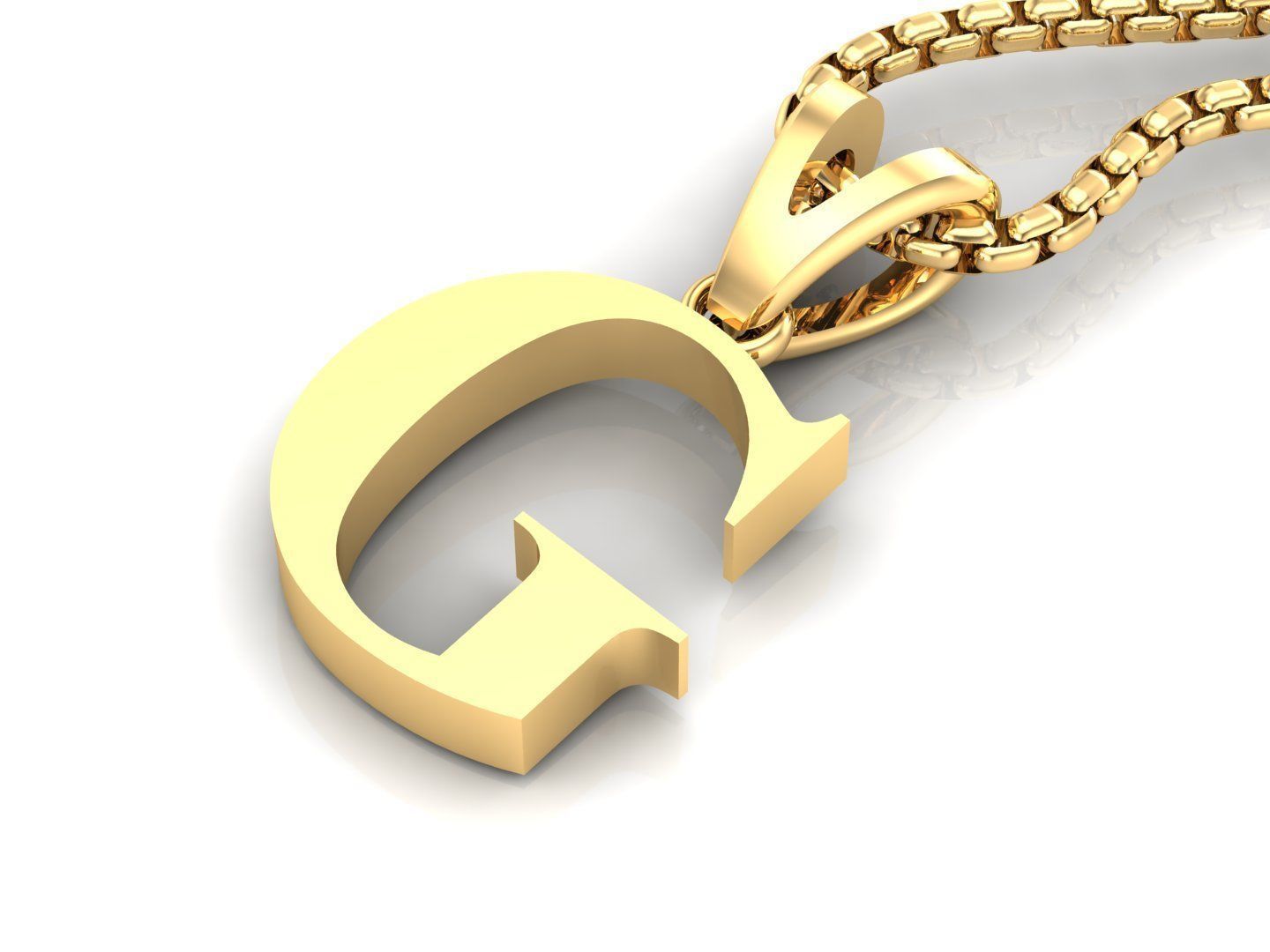 G Letter Initial Charm Gold Alphabet Charms 3D model_3