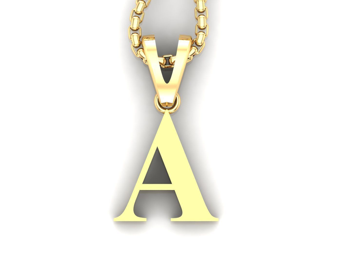 A Letter Initial Charm Gold Alphabet Charms 3D model_4