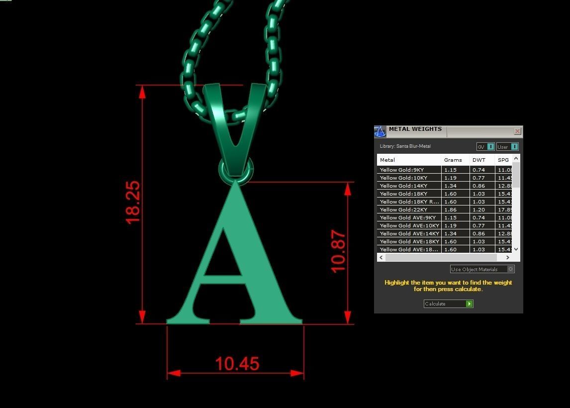 A Letter Initial Charm Gold Alphabet Charms 3D model_1