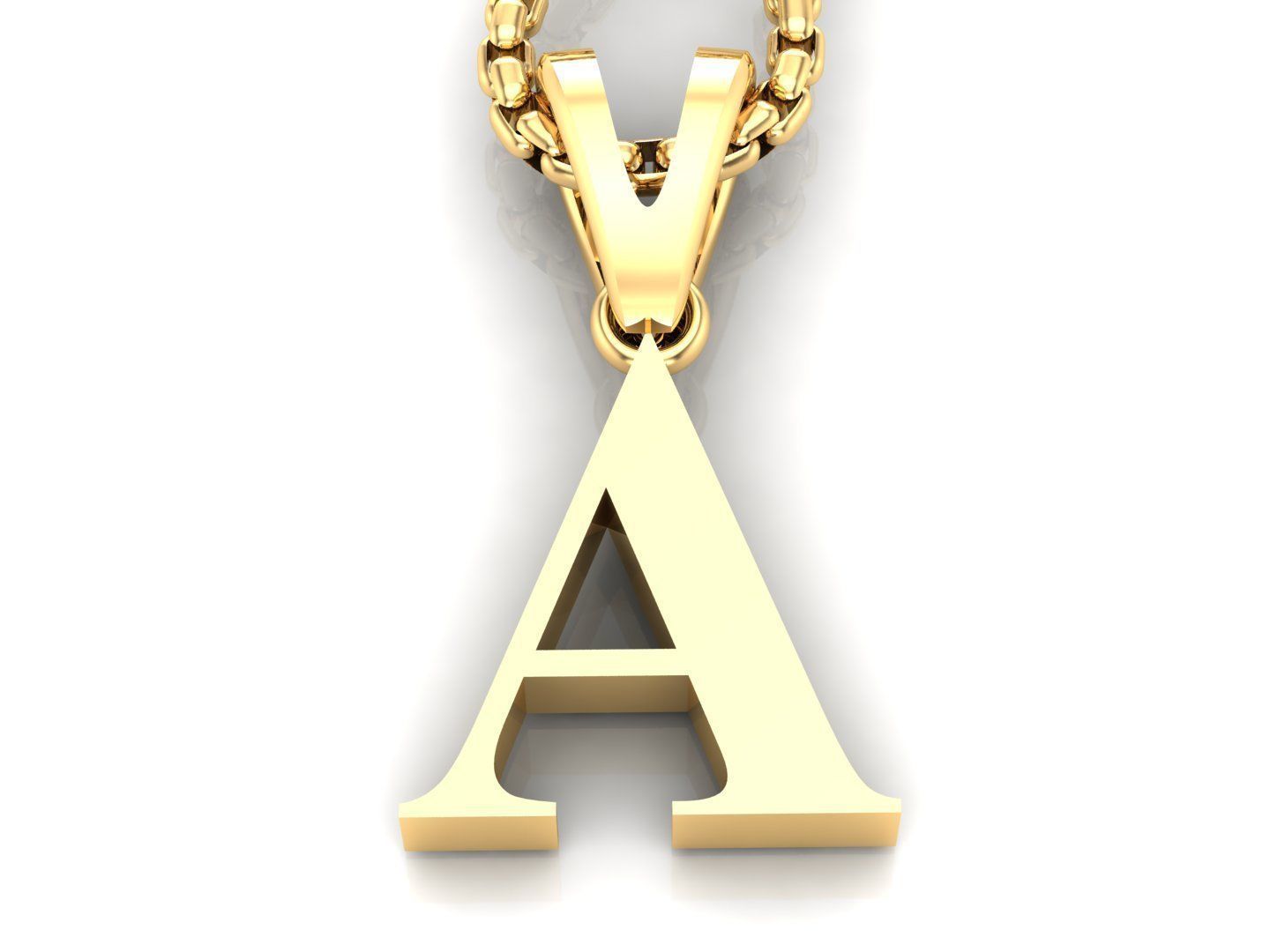 A Letter Initial Charm Gold Alphabet Charms 3D model_2
