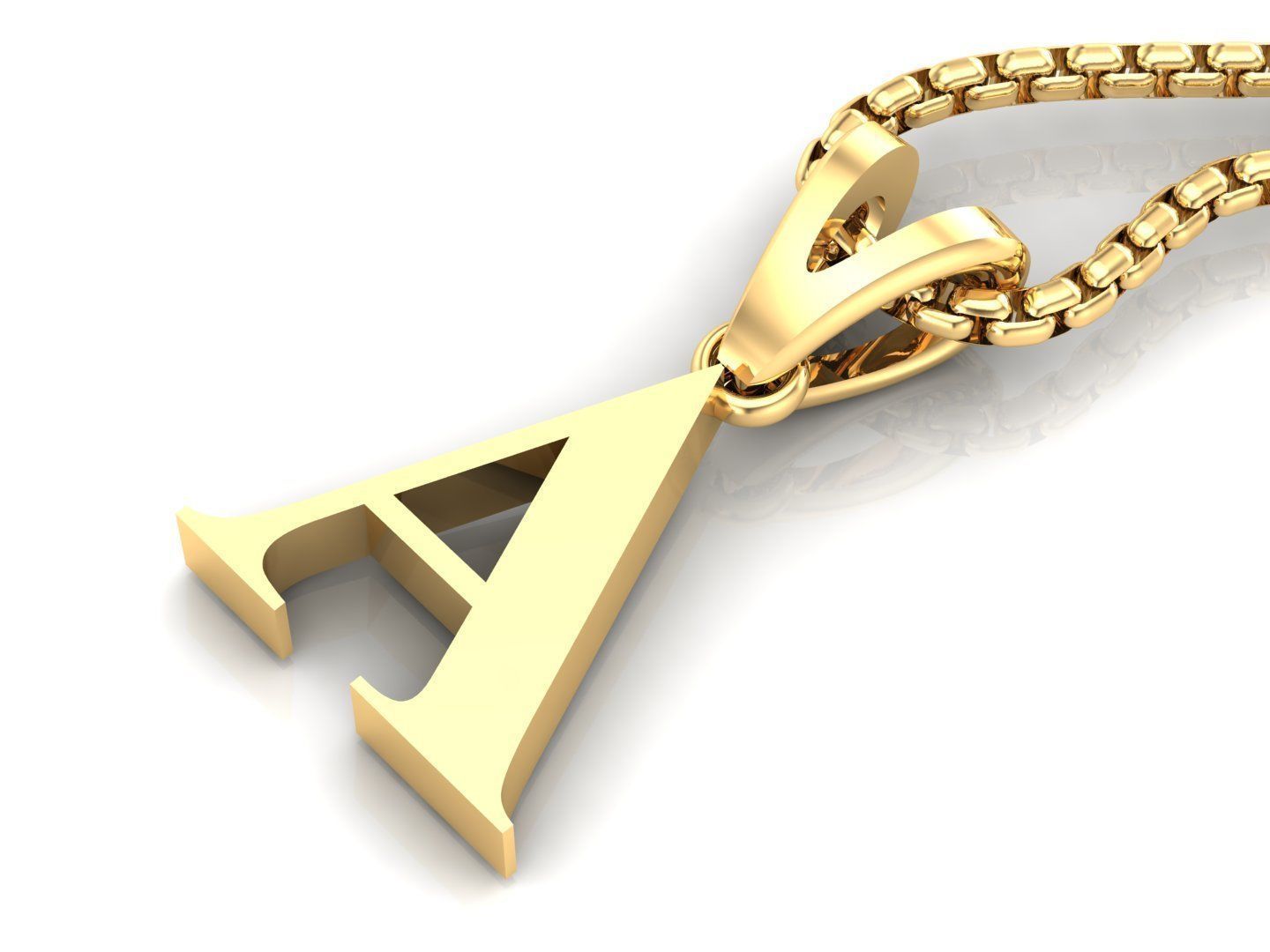 A Letter Initial Charm Gold Alphabet Charms 3D model_3