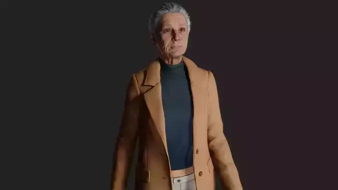 3D Model of a Mysterious Walking Old Woman