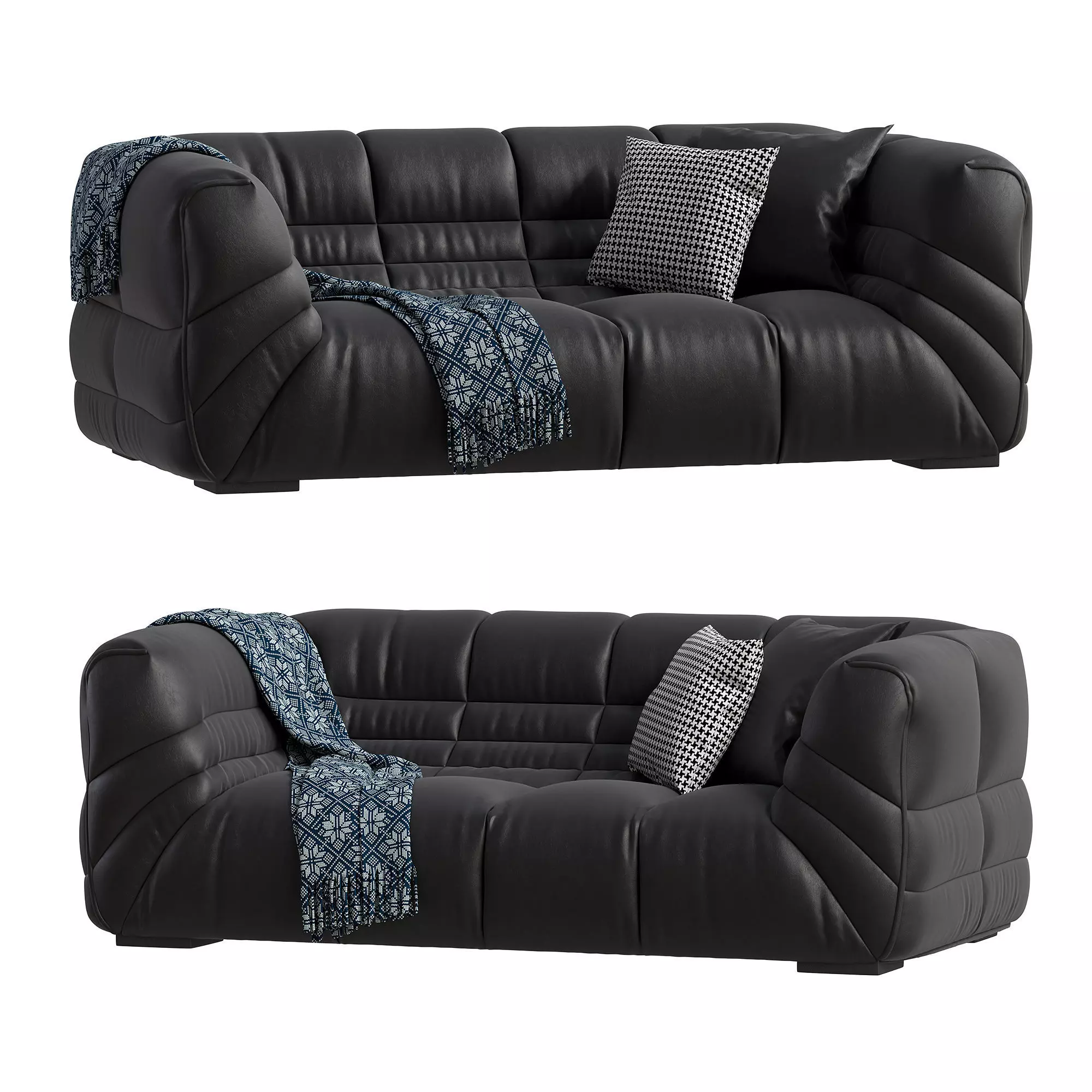 Modern Genuine Leather Sofa 3D model