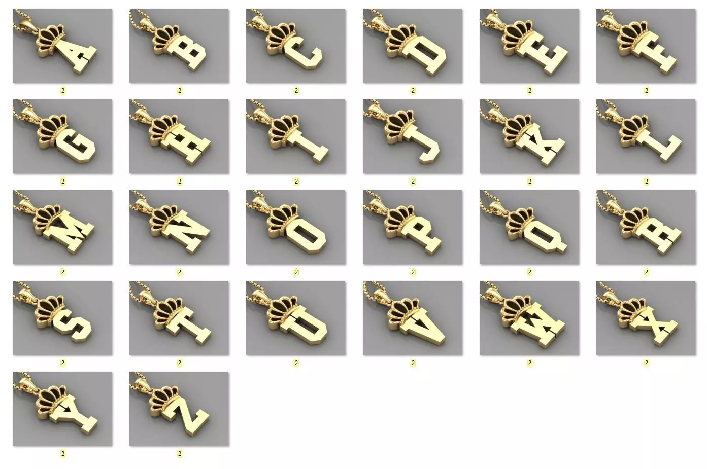 Collection Album Initial Light Gold Letter Alphabet Version 8 3D print model_0