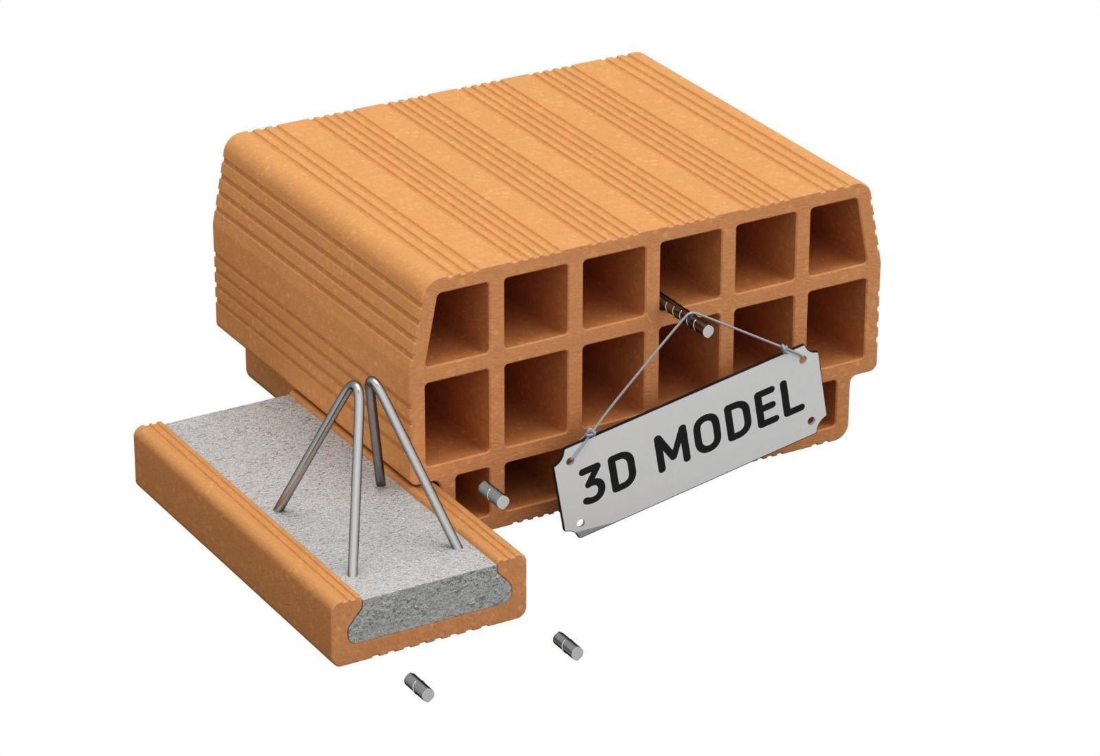 Hollow Clay Floor Slab Block System 3D model_7