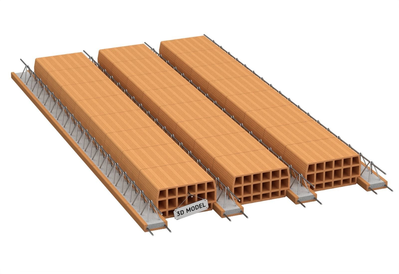 Hollow Clay Floor Slab Block System 3D model_3