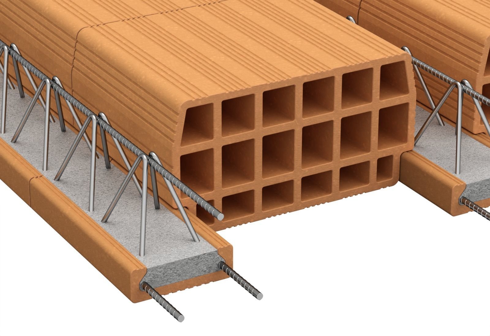 Hollow Clay Floor Slab Block System 3D model_1