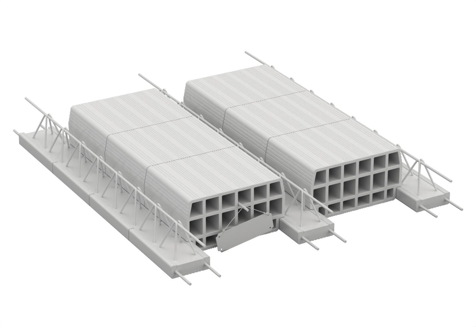 Hollow Clay Floor Slab Block System 3D model_8