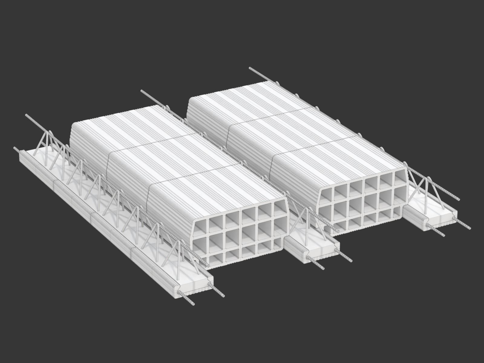 Hollow Clay Floor Slab Block System 3D model_14