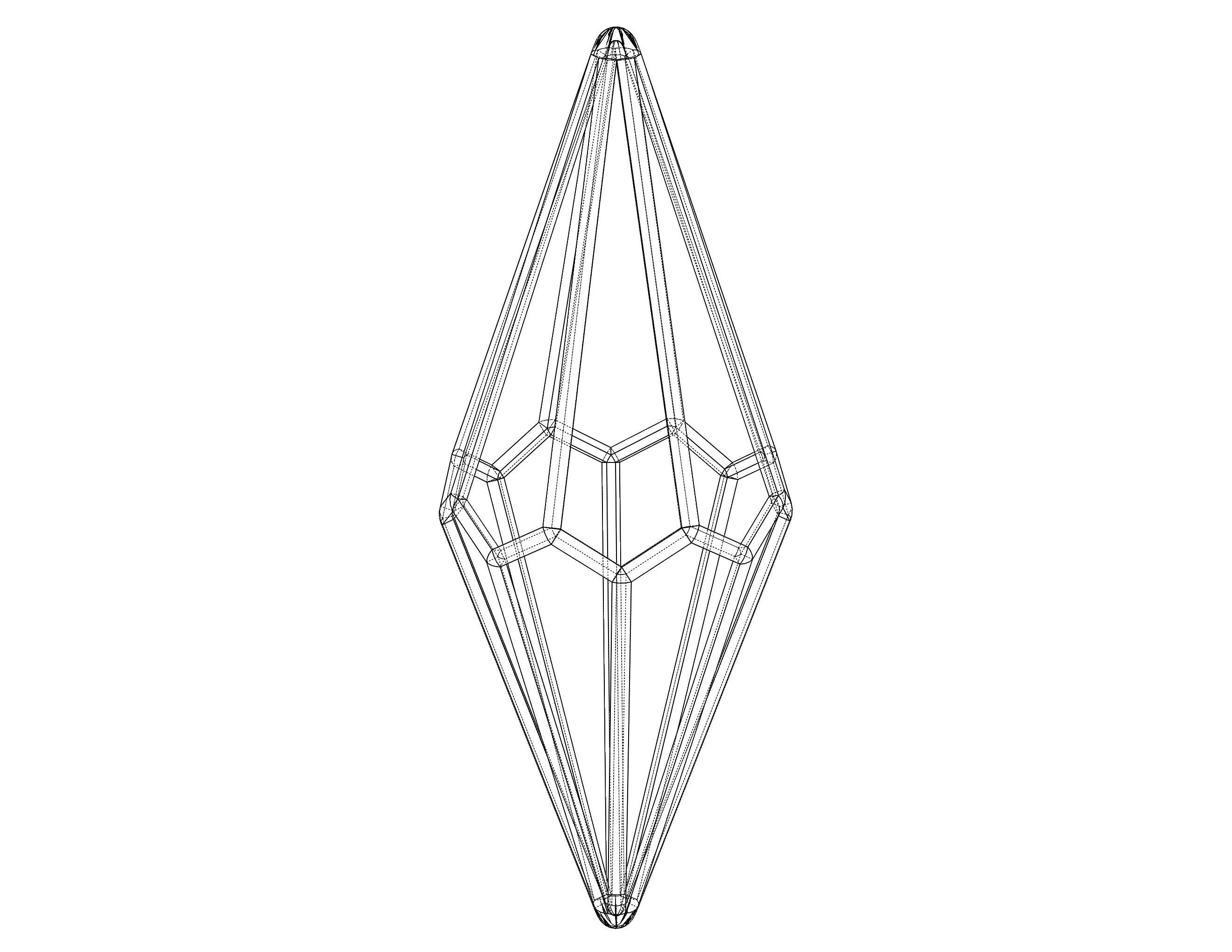 Wireframe Shape Octagonal Trapezohedron 3D print model_3