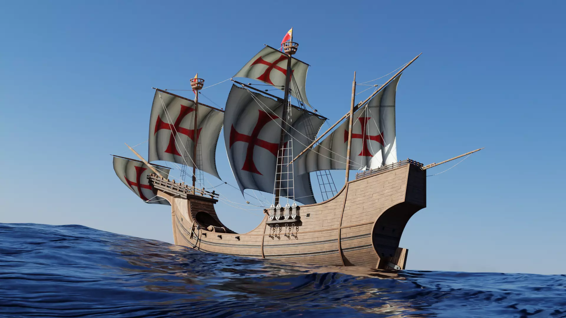 Santa Maria Historic Sailing Ship 3D Model Low-poly 3D model_4