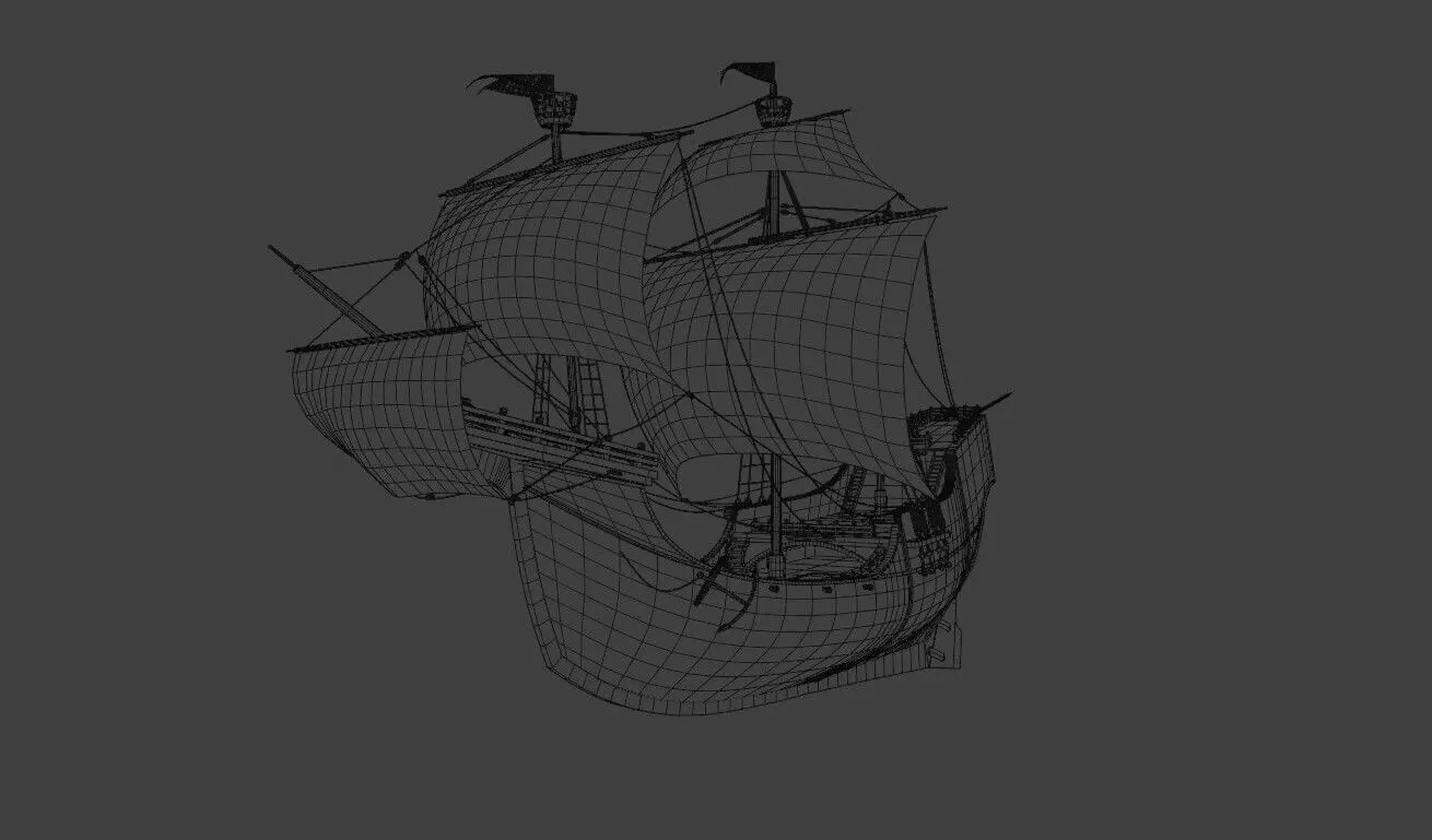 Santa Maria Historic Sailing Ship 3D Model Low-poly 3D model_11