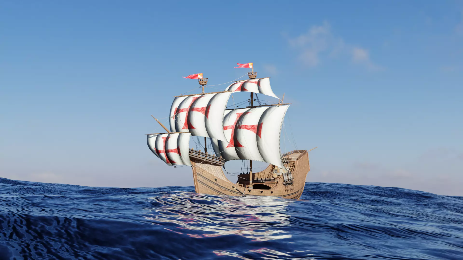 Santa Maria Historic Sailing Ship 3D Model Low-poly 3D model_3