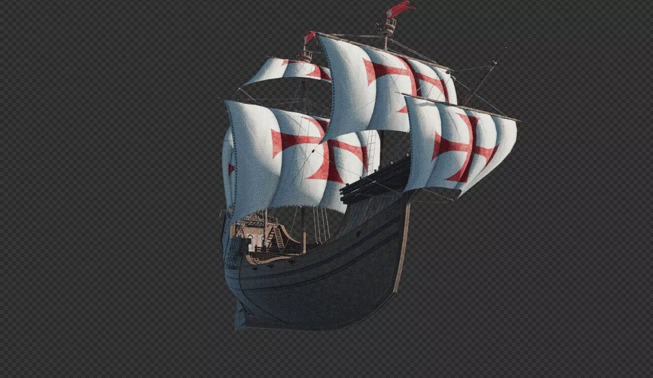 Santa Maria Historic Sailing Ship 3D Model Low-poly 3D model_9