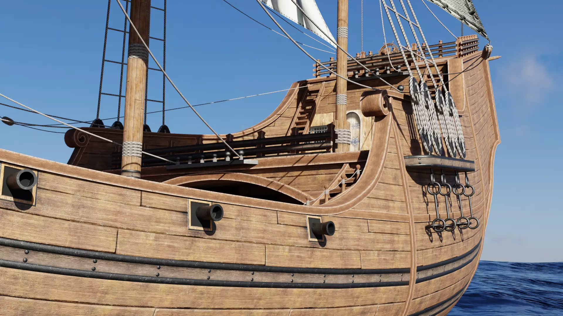 Santa Maria Historic Sailing Ship 3D Model Low-poly 3D model_5