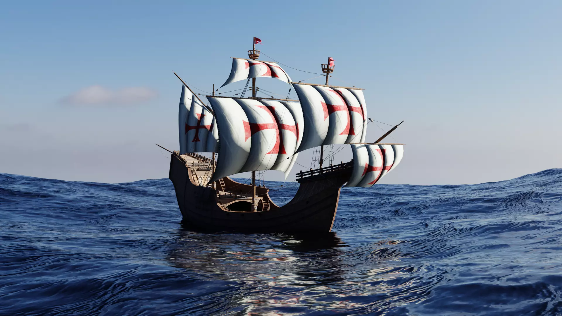 Santa Maria Historic Sailing Ship 3D Model Low-poly 3D model_2
