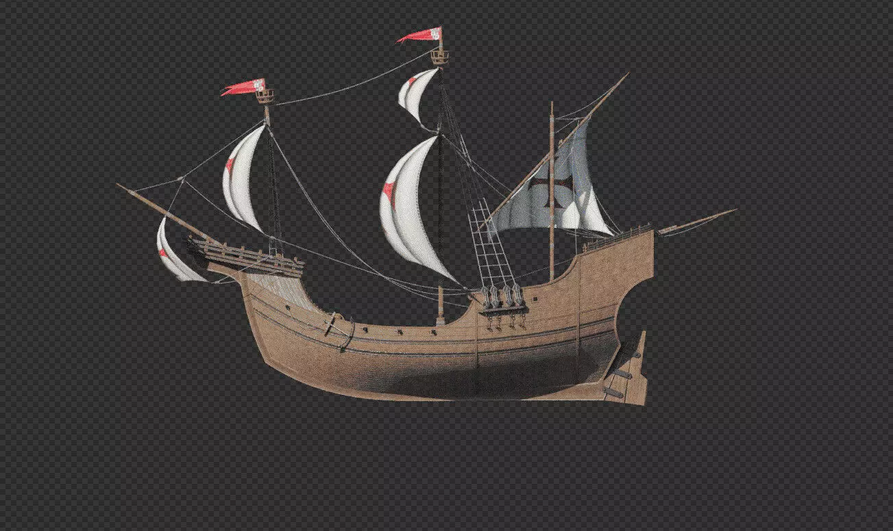 Santa Maria Historic Sailing Ship 3D Model Low-poly 3D model_10