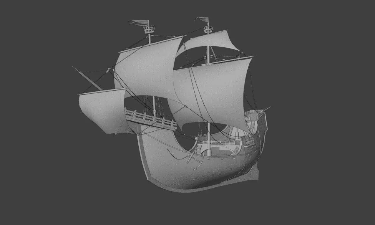 Santa Maria Historic Sailing Ship 3D Model Low-poly 3D model_12