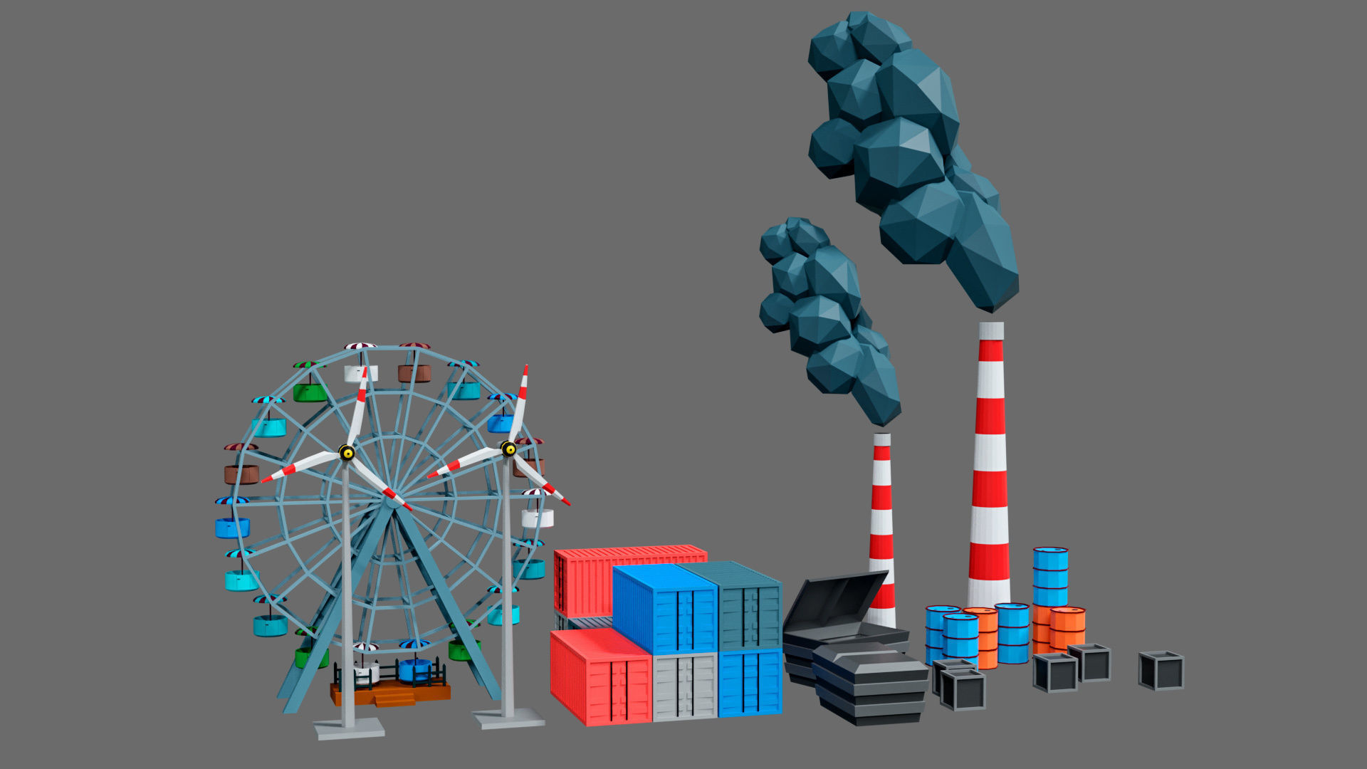 Props for the city Low-poly 3D model_29