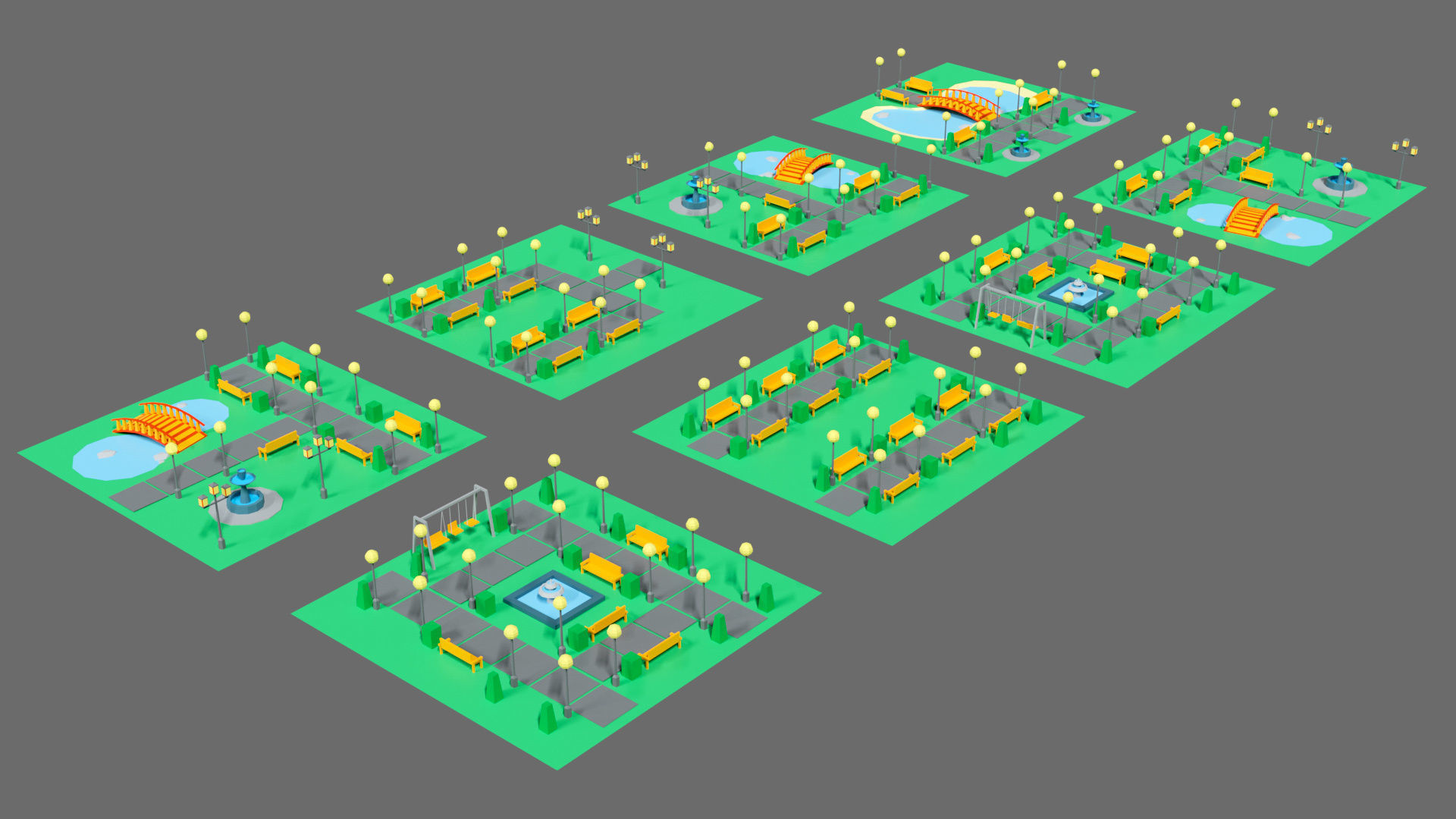 Props for the city Low-poly 3D model_1