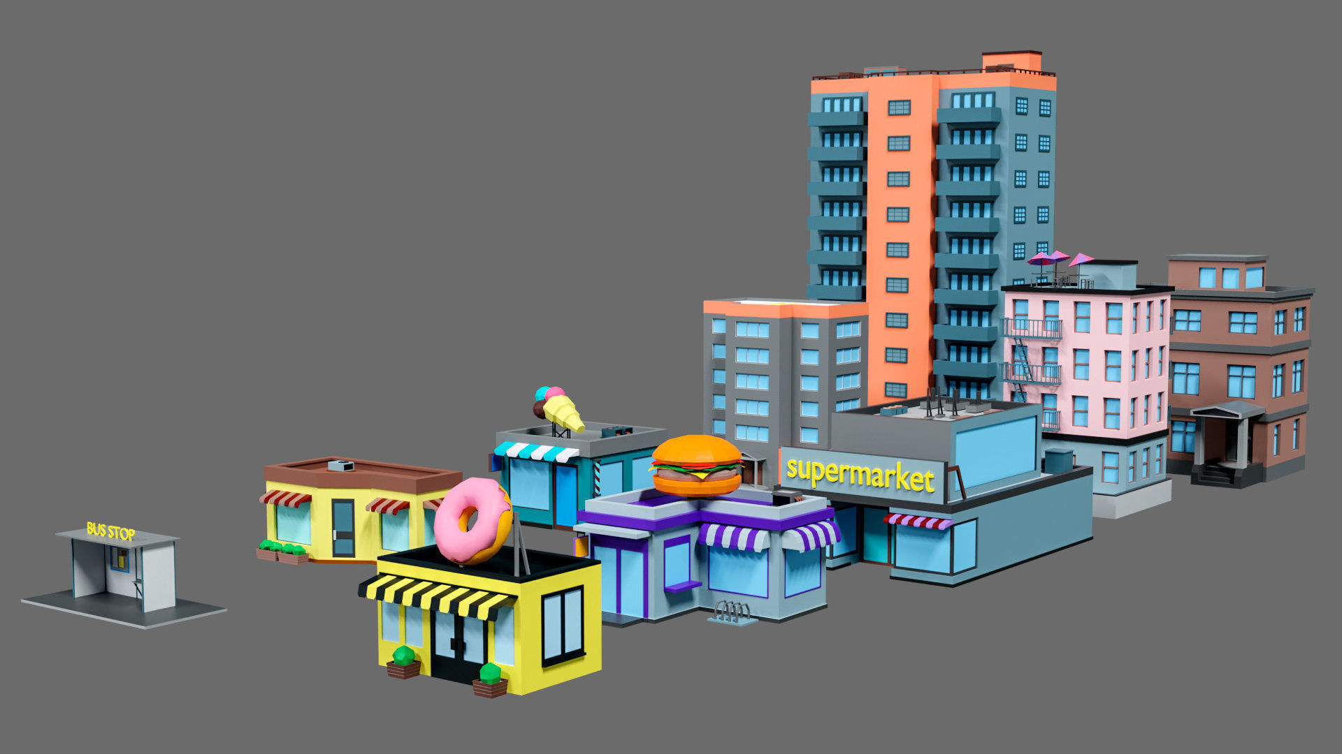 Props for the city Low-poly 3D model_21