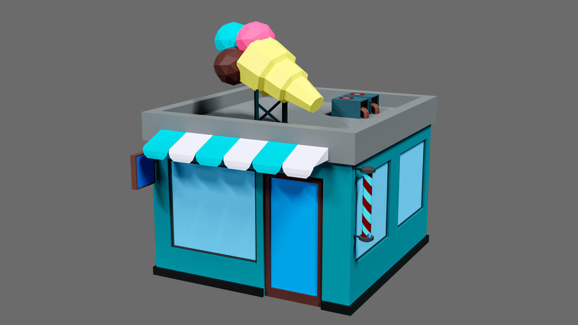 Props for the city Low-poly 3D model_15