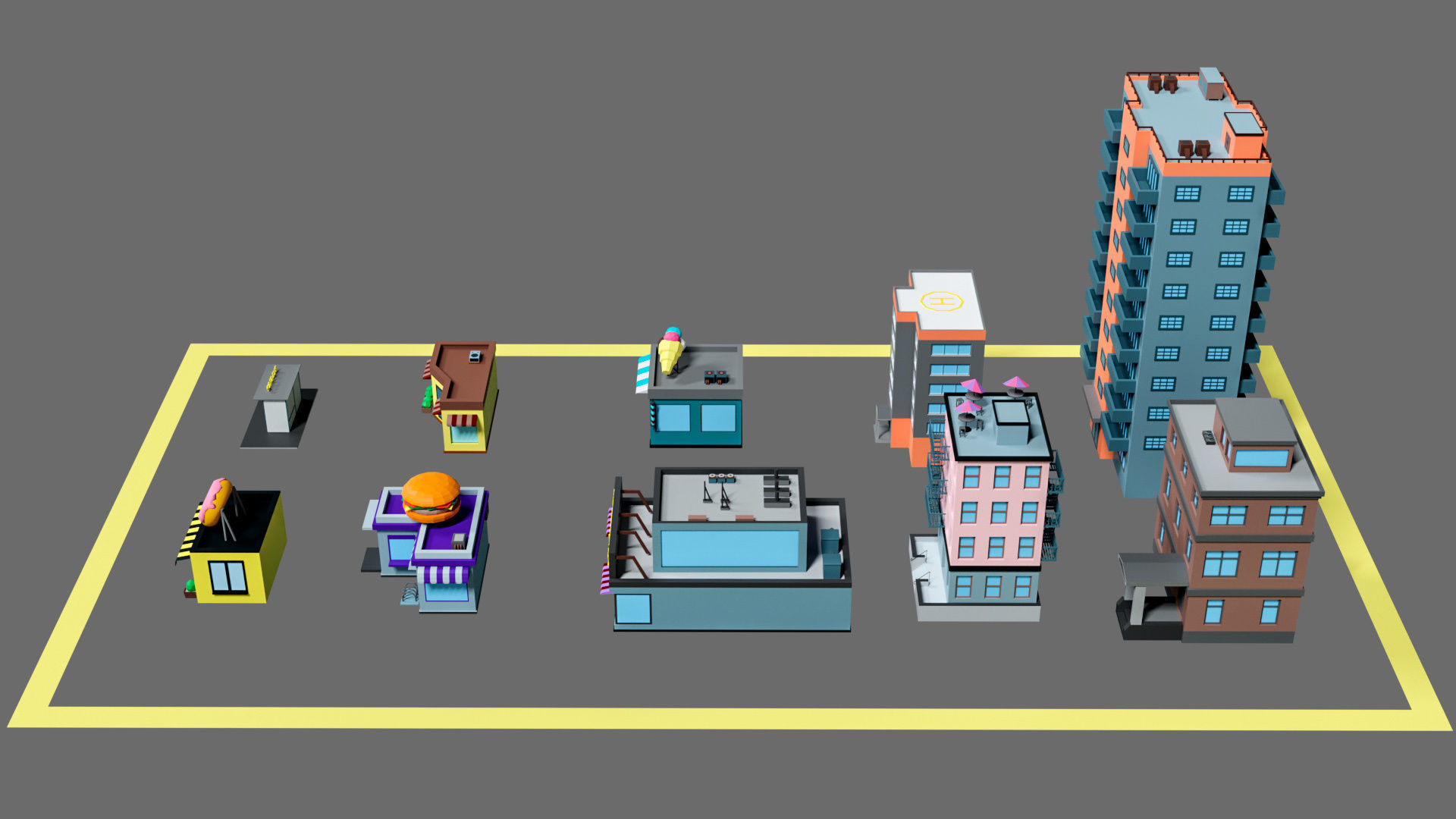 Props for the city Low-poly 3D model_22